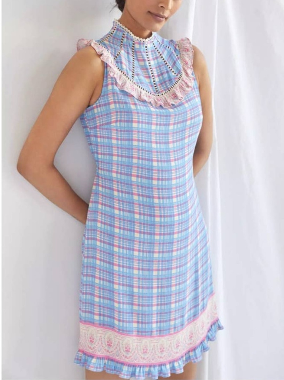 NWT Tracy Reese Plenty High Neck Plaid Dress